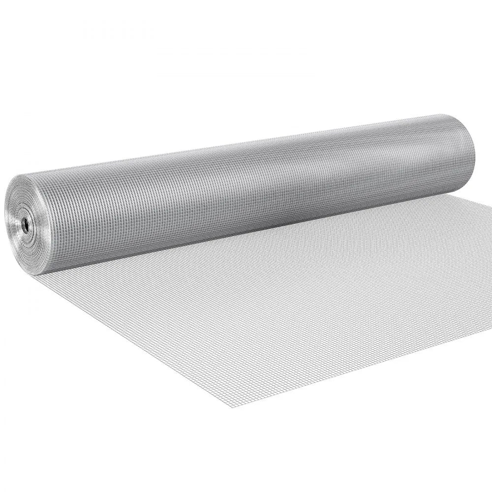 VEVOR Hardware Cloth 1/4 inch 48 inch x 100 ft 23 Gauge Chicken Wire Fence, Hot-Dip Galvanized After Welding Metal Wire Mesh Roll, Garden Plant Welded Fencing Roll Supports Poultry Netting Cage Fence