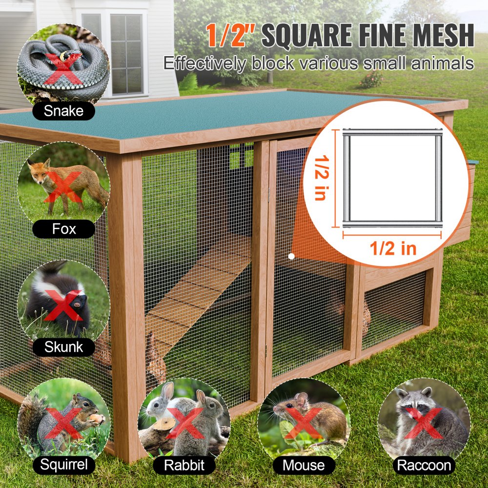 VEVOR Hardware Cloth, 1/2 inch 36in x 100 ft 19 Gauge, Hot Dipped Galvanized Wire Mesh Roll, Chicken Wire Fencing, Wire Mesh for Rabbit Cages, Garden, Small Rodents