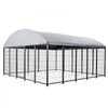 VEVOR Outdoor Dog Kennel, 9.8 x 9.8 x 5.4 ft Large Dog Kennel with Secure Lock, Outside Dogs Enclosures with UV-Resistant & Waterproof Roof Cover, Heavy Duty Pet Crate Cage Run for Large Dogs