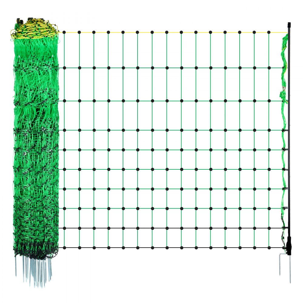VEVOR Electric Fence Netting, 35" H x 164' L, PE Net Fencing with Posts & Double-Spiked Stakes, Utility Portable Mesh for Goats, Sheep, Lambs, Deer, Hogs, Dogs, Used in Backyards, Farms, and Ranches