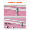 VEVOR Metal Storage Trunk, Set of 2, Wooden Suitcase Storage Boxes with Padlocks, Large Trunk Includes Casters & 3 Metal Handles, Decorative Store Chest with Lids for Travel, Apartment, Dorm, Pink