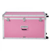 VEVOR Metal Storage Trunk, Set of 2, Wooden Suitcase Storage Boxes with Padlocks, Large Trunk Includes Casters & 3 Metal Handles, Decorative Store Chest with Lids for Travel, Apartment, Dorm, Pink