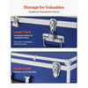 VEVOR Metal Storage Trunk, Set of 2, Wooden Suitcase Storage Boxes with Padlocks, Large Trunk Includes Casters and 3 Metal Handles, Decorative Store Chest with Lids for Travel, Apartment, Dorm, Blue