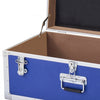 VEVOR Metal Storage Trunk, Set of 2, Wooden Suitcase Storage Boxes with Padlocks, Large Trunk Includes Casters and 3 Metal Handles, Decorative Store Chest with Lids for Travel, Apartment, Dorm, Blue