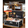 VEVOR Metal Storage Trunk, Set of 2, Wooden Suitcase Storage Boxes with Padlocks, Large Trunk Includes Casters and 3 Metal Handles, Decorative Store Chest with Lids for Travel, Apartment, Dorm, Black