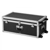 VEVOR Metal Storage Trunk, Set of 2, Wooden Suitcase Storage Boxes with Padlocks, Large Trunk Includes Casters and 3 Metal Handles, Decorative Store Chest with Lids for Travel, Apartment, Dorm, Black