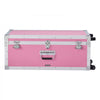 VEVOR Metal Storage Trunk, Set of 2, Wooden Suitcase Storage Boxes with Padlocks, Large Trunk Includes Casters and 3 Metal Handles, Decorative Store Chest with Lids for Travel, Apartment, Dorm, Pink