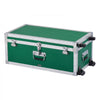 VEVOR Metal Storage Trunk, Set of 2, Wooden Suitcase Storage Boxes with Padlocks, Large Trunk Includes Casters and 3 Metal Handles, Decorative Store Chest with Lids for Travel, Apartment, Dorm, Green