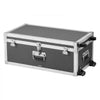 VEVOR Metal Storage Trunk, Set of 2, Wooden Suitcase Storage Boxes with Padlocks, Large Trunk Includes Casters and 3 Metal Handles, Decorative Store Chest with Lids for Travel, Apartment, Dorm, Gray