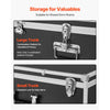 VEVOR Metal Storage Trunk, Set of 2, Wooden Suitcase Storage Boxes with Padlocks, Large Trunk Includes Casters & 3 Metal Handles, Decorative Store Chest with Lids for Travel, Apartment, Dorm, Black