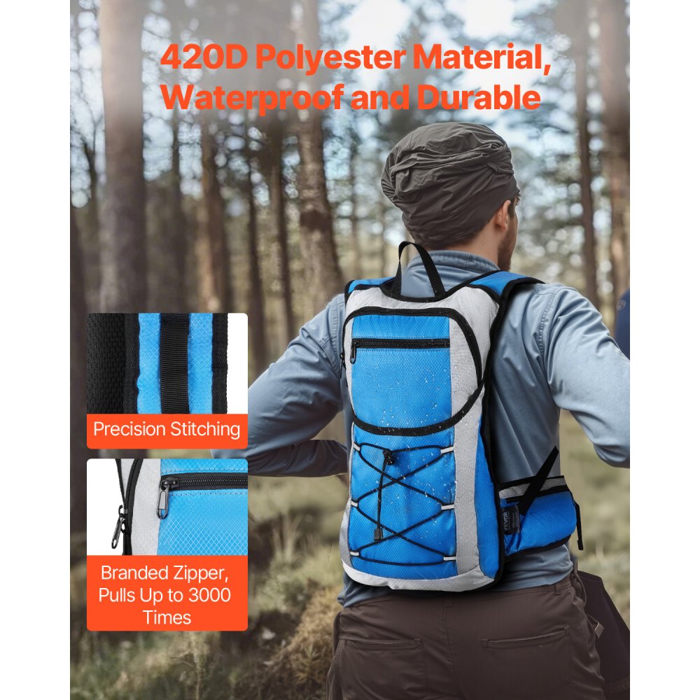 VEVOR Hydration Backpack, 15L Insulated Hydration Pack Backpack with 3L TPU Water Bladder, Hiking Water Backpack with Storage for Men Women, Hydro Water Daypack for Hiking Running Cycling Camping