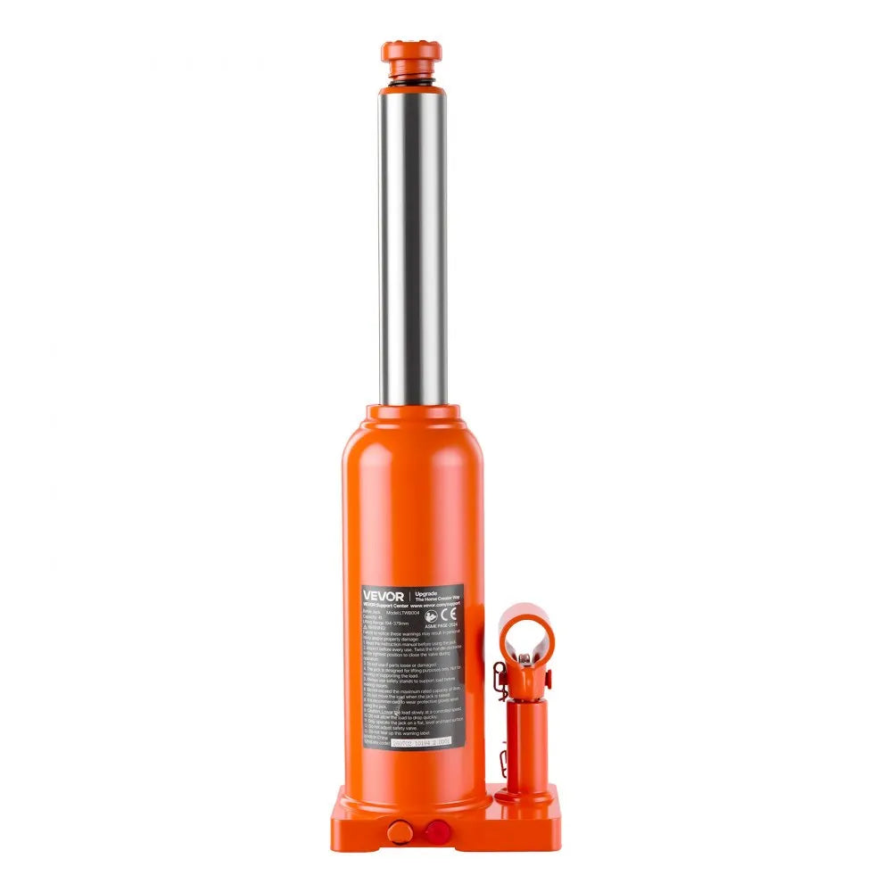 VEVOR Hydraulic Bottle Jack 4 Ton (8818.5 lbs) 7.64"-14.92" Lifting Range, for Midsize Sedan, Midsize SUV, Van, Auto Repair & House Lift, Multi-Directional Welded Jack with Carrying Case & Long Handle