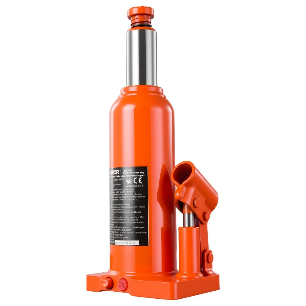 VEVOR Hydraulic Bottle Jack 6 Ton (13227.7 lbs) 8.66"-16.93" Lifting Range, for Full-Size SUV, Light-Duty Pickup, Commercial Van, Auto Repair House Lift, Multi-Directional Welded Jack with Long Handle