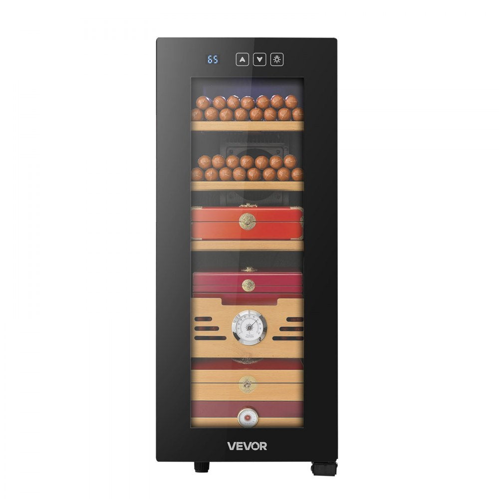 VEVOR Electric Humidor, 33L, 250 Counts Electric Cigar Humidor Cabinet with Cooling Temperature Control, Spanish Cedar Wood Shelves & Drawers, Mechanical Hygrometer, 4 Layers, Cooler for Household
