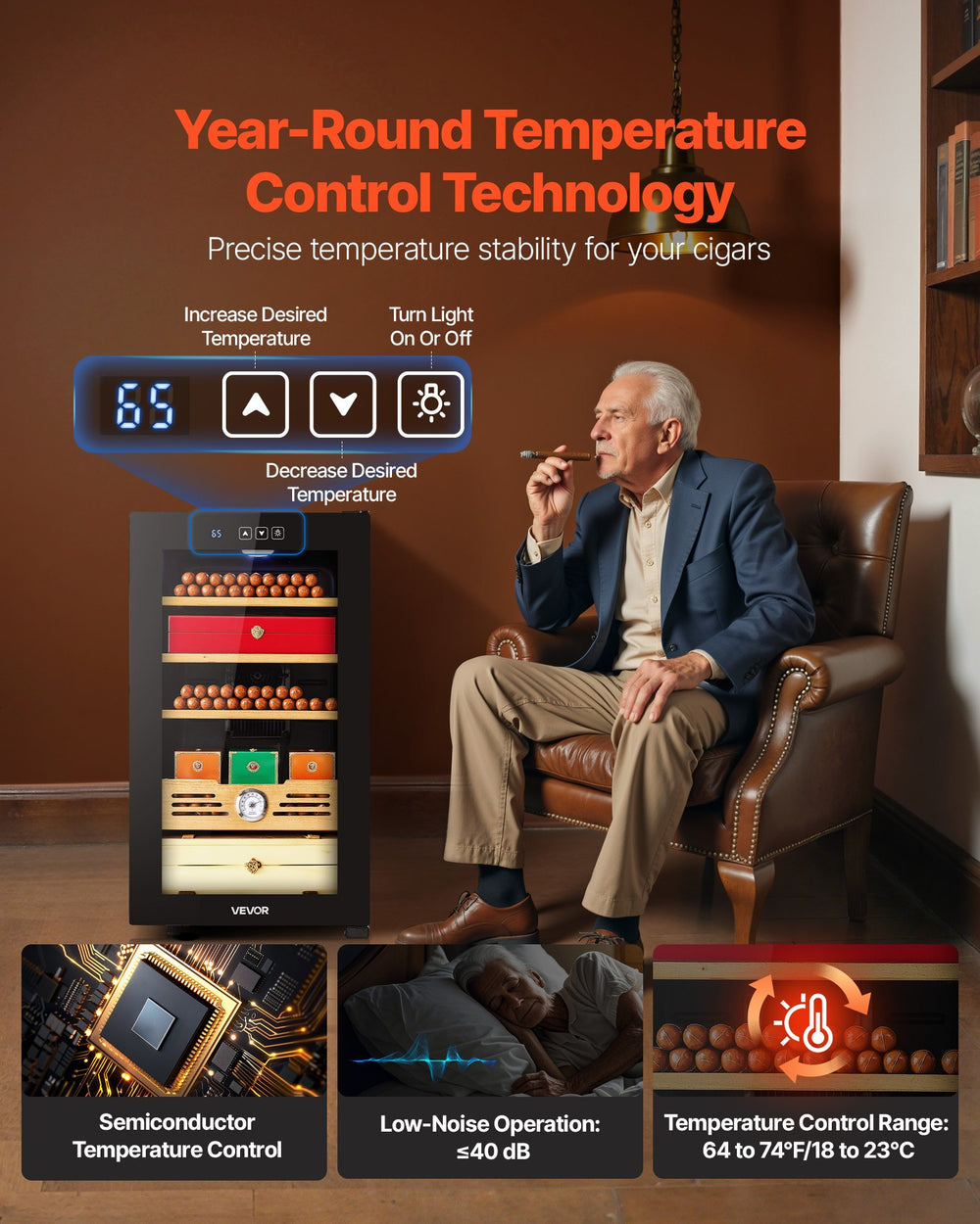 VEVOR Electric Humidor, 48L - Front View