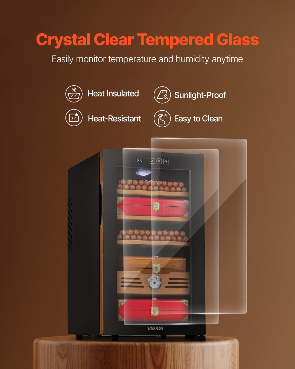 VEVOR Electric Humidor - Temperature Control Range Display