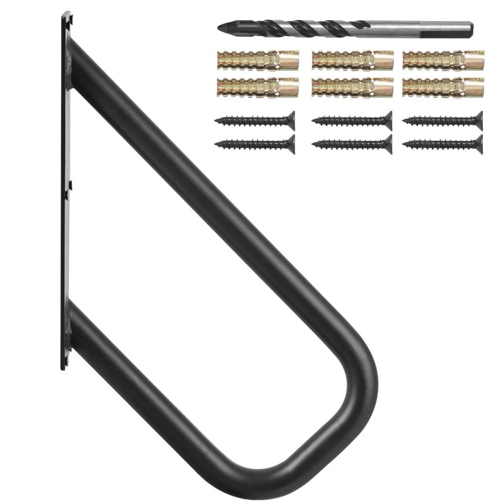 VEVOR Handrails for Outdoor Steps, 18.9" Length 1.3"Pipe Wall Mount Safety Railings for 1-2 Steps, Stair Handrail with Matte Black Finished,for Garden,Yard and Garage & Elderly,Pregnant Women, Disable