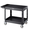 VEVOR Utility Cart, 550 lbs Load Capacity, 37 x 25.4-inch Service Cart, Two-Shelf Heavy Duty Plastic Utility Cart with 360° Swivel Wheels (2 with Brakes), Suitable for Warehouse, Garage, Cleaning