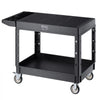 VEVOR Utility Cart, 550 lbs Load Capacity, 37 x 25.4-inch Service Cart, Two-Shelf Heavy Duty Plastic Utility Cart with 360° Swivel Wheels (2 with Brakes), Suitable for Warehouse, Garage, Cleaning