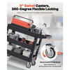 VEVOR Utility Service Cart, 550 LBS Laod Capacity, 3 Shelf Heavy Duty Plastic Rolling Utility Cart with 360° Swivel Wheels (2 with Brakes), Ergonomic Storage Handle for Warehouse/Garage/Cleaning
