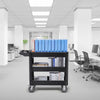 VEVOR Utility Service Cart, 550 LBS Laod Capacity, 3 Shelf Heavy Duty Plastic Rolling Utility Cart with 360° Swivel Wheels (2 with Brakes), Ergonomic Storage Handle for Warehouse/Garage/Cleaning