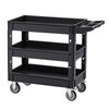 VEVOR Utility Service Cart, 550 LBS Laod Capacity, 3 Shelf Heavy Duty Plastic Rolling Utility Cart with 360° Swivel Wheels (2 with Brakes), Ergonomic Storage Handle for Warehouse/Garage/Cleaning