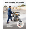 VEVOR Utility Cart, 300 lbs Load Capacity, 27.6 x 18.1-inch Service Cart, Three-Shelf Heavy Duty Plastic Utility Cart with 360° Swivel Wheels (2 with Brakes), Suitable for Warehouse, Garage, Cleaning