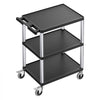 VEVOR Utility Cart, 300 lbs Load Capacity, 27.6 x 18.1-inch Service Cart, Three-Shelf Heavy Duty Plastic Utility Cart with 360° Swivel Wheels (2 with Brakes), Suitable for Warehouse, Garage, Cleaning