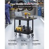 VEVOR Utility Cart, 550 lbs Load Capacity, 31.3 x 17.7-inch Service Cart, Two-Shelf Heavy Duty Plastic Utility Cart with 360° Swivel Wheels (2 with Brakes), Suitable for Warehouse, Garage, Cleaning