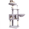 VEVOR Cat Tree for Indoor Cats, 45.2" Cat Tower with Cat Condo, Sisal Scratching Post, Hammock, Top Perch, Jumping Platforms, Large Cat House with Hang Ball, Cat Furniture Activity Center, Light Grey