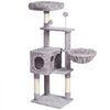 VEVOR Cat Tree for Indoor Cats, 45.2" Cat Tower with Cat Condo, Sisal Scratching Post, Hammock, Top Perch, Jumping Platforms, Large Cat House with Hang Ball, Cat Furniture Activity Center, Light Grey