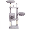 VEVOR Cat Tree for Indoor Cats, 45.2" Cat Tower with Cat Condo, Sisal Scratching Post, Hammock, Top Perch, Jumping Platforms, Large Cat House with Hang Ball, Cat Furniture Activity Center, Light Grey