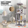 VEVOR Cat Tree for Indoor Cats, 56.2" Cat Tower with Cat Condo, Sisal Scratching Post, Hammock, Top Perch, Jumping Platforms, Large Cat House with Hang Ball, Cat Furniture Activity Center, Light Grey