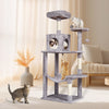 VEVOR Cat Tree for Indoor Cats, 56.2" Cat Tower with Cat Condo, Sisal Scratching Post, Hammock, Top Perch, Jumping Platforms, Large Cat House with Hang Ball, Cat Furniture Activity Center, Light Grey
