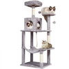 VEVOR Cat Tree for Indoor Cats, 56.2" Cat Tower with Cat Condo, Sisal Scratching Post, Hammock, Top Perch, Jumping Platforms, Large Cat House with Hang Ball, Cat Furniture Activity Center, Light Grey