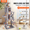 VEVOR Cat Tree for Indoor Cats, 68.5" Cat Tower with 2 Cat Condos, Sisal Scratching Post, Hammock, Top Perch, Jumping Platforms, Large Cat Furniture Activity Center with Hang Ball, Light Grey