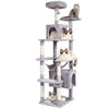 VEVOR Cat Tree for Indoor Cats, 72" Cat Tower with 2 Cat Condos, Sisal Scratching Post, Hammock, Top Perch, Jumping Platforms, Large Cat Furniture Activity Center with Hang Ball, Light Grey