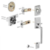 VEVOR Double Door Handle Set, Double Door Lock Set with Reversible Handle Lever, Satin Nickel Square Door Lever, Heavy Duty Double Front Door Handle Set with Dummy, for Front Door or Office Door