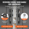 VEVOR Double Door Handle Set, Matte Black Arched Door Lever, Double Front Door Handle Set with Reversible Handle Lever, Heavy Duty Double Door Lock Set with Dummy, for Office Door or Front Door