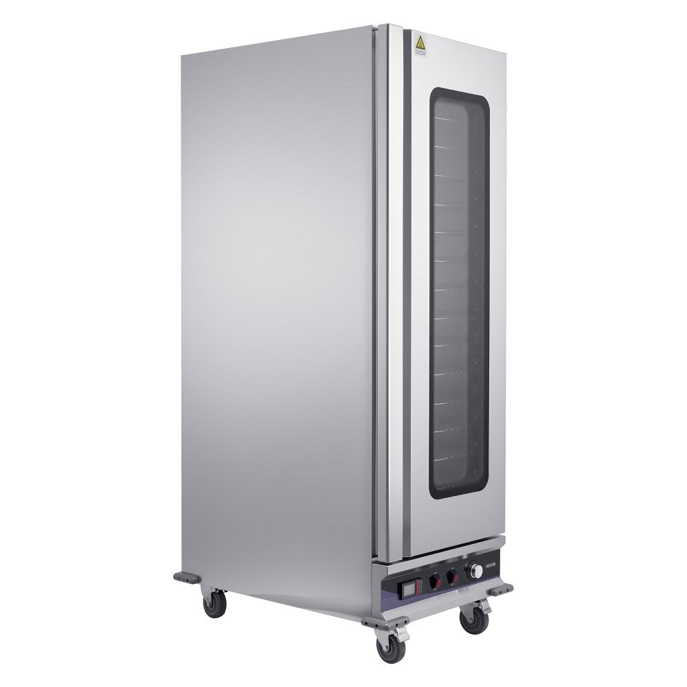 VEVOR Electric Hot Box Food Warmer, 16-Tier Commercial Warming Cabinet with Water Tray, Glass Door and Adjustable Shelves, Stainless Steel Food Warmer Cabinet, for Restaurant, Kitchen, Pizza, Chicken