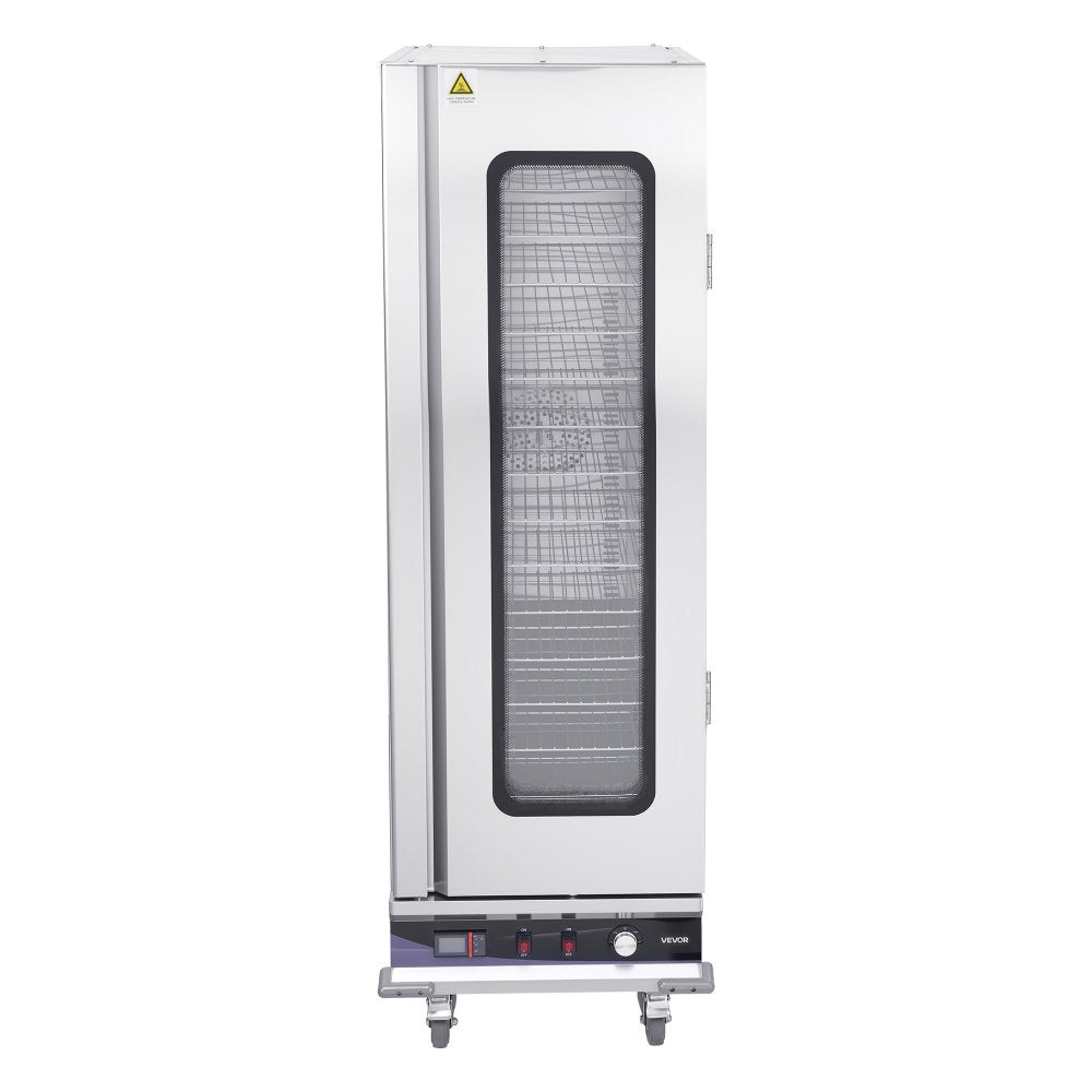 VEVOR Electric Hot Box Food Warmer, 16-Tier Commercial Warming Cabinet with Water Tray, Glass Door and Adjustable Shelves, Stainless Steel Food Warmer Cabinet, for Restaurant, Kitchen, Pizza, Chicken