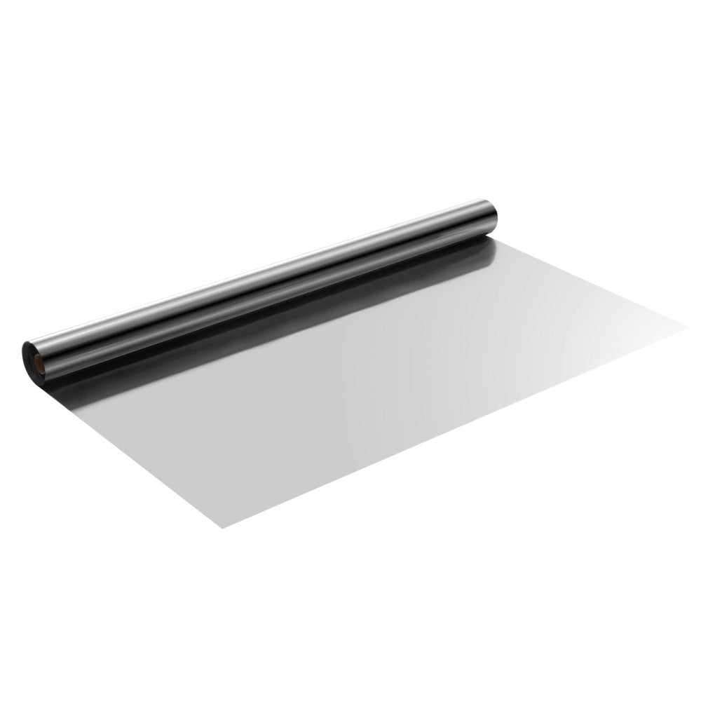 VEVOR Window Privacy Film, One Way Window Tint, Daytime Mirror Reflective Heat Control Glass, Static Cling Sun Blocking See out Not in Window Film for Home and Office, Black-Silver, 35.4 in x 13.1 ft