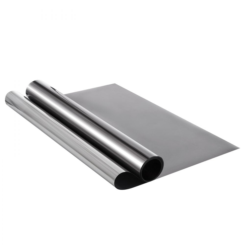 VEVOR Window Privacy Film, One Way Window Tint, Daytime Mirror Reflective Heat Control Glass, Static Cling Sun Blocking, See out Not in Window Film for Home and Office, Black-Silver, 36 in x 6.5 ft