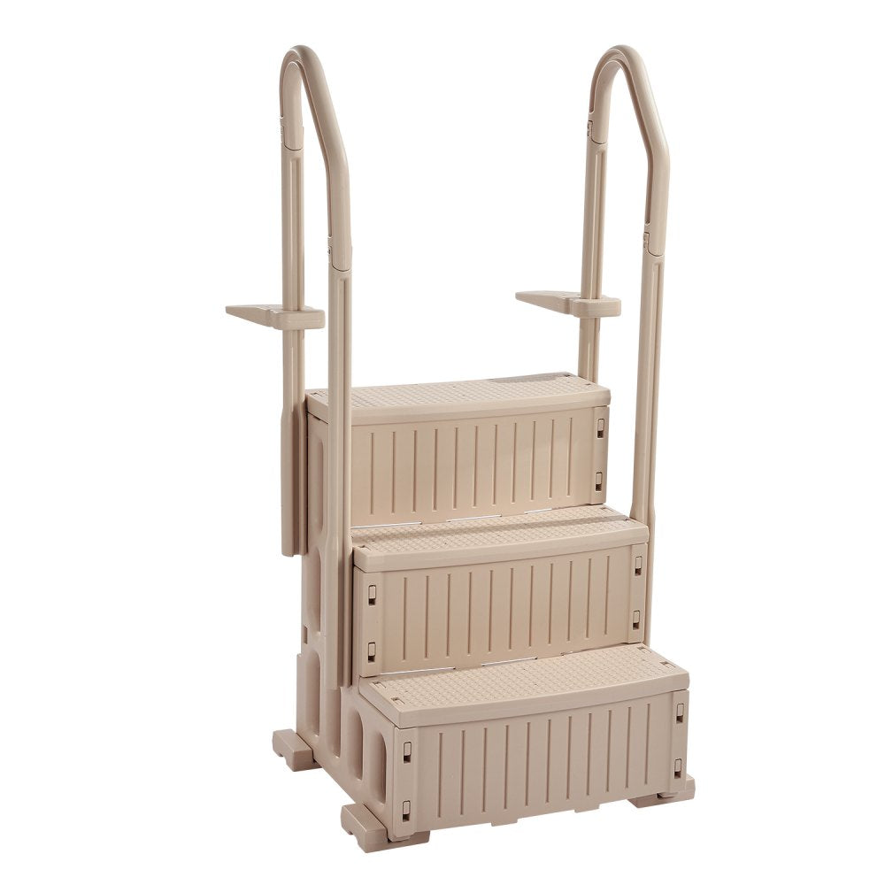 VEVOR Swimming Pool Ladder, 3-Step Double Handrails Stairs with Non-slip Heavy Duty Steps, Max Load Capacity 400 lbs, for 36-48 Inch Inground & Above-ground Pools of Any Decking Surface, Taupe