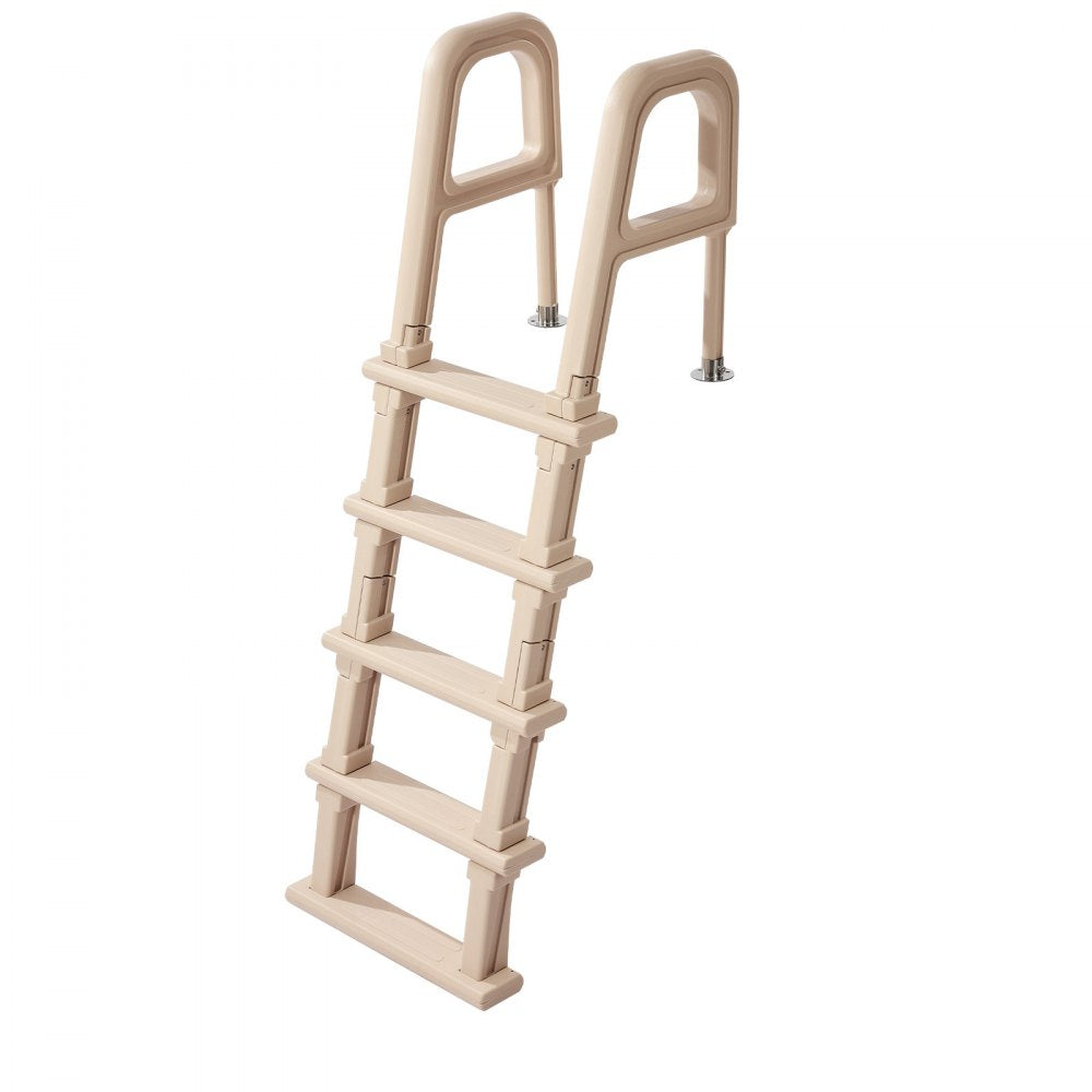 VEVOR Swimming Pool Ladder, Inclined 5-Step Double Handrails Stair, Non-slip Wide Step, 300 lbs Load Capacity, for 48-54 in Inground & Above-ground Pools, Any Deck Surface, Indoor & Outdoor, Taupe