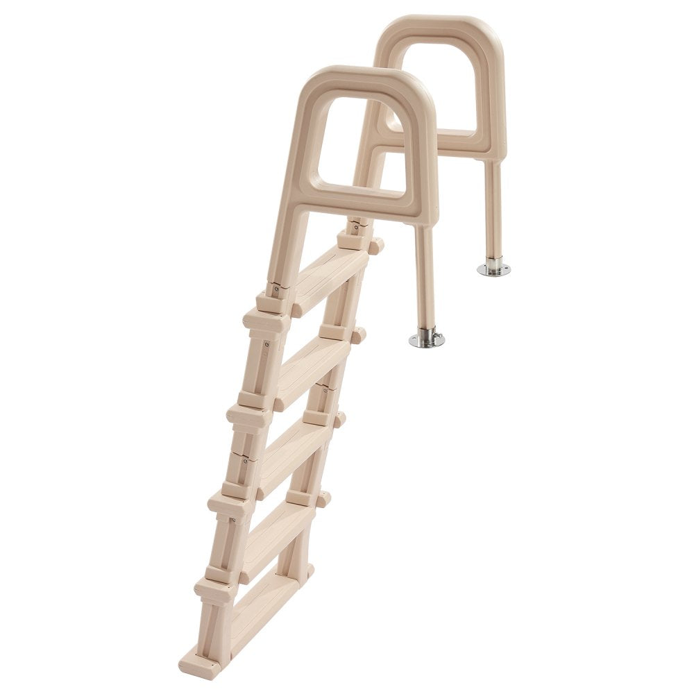 VEVOR Swimming Pool Ladder, Inclined 5-Step Double Handrails Stair, Non-slip Heavy Duty Step, Load Capacity 300 lb, for 48-54" Inground & Above-ground Pools of Any Deck Surface Indoor & Outdoor, Taupe