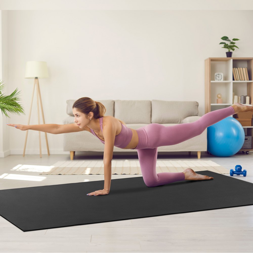 VEVOR Exercise Mat, Non Slip High Density Premium Yoga Mat, Exercise Yoga Mat for Men & Women, Fitness & Exercise Mat with Bag & Carry Strap, for All Types of Home Yoga, Pilate & Floor Workout (9x6ft)