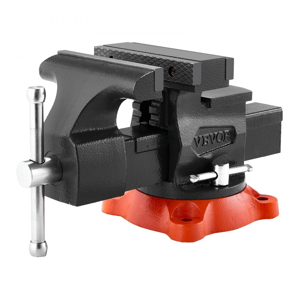 VEVOR Bench Vise, 5.5" Jaw Width, 5.5" Max Jaw Opening Multipurpose Vise with 360° Swivel Locking Base, 2.8" Throat Depth, Heavy Duty Ductile Iron Workbench Vise, Two-Way Jaws for Clamping Round Pipes