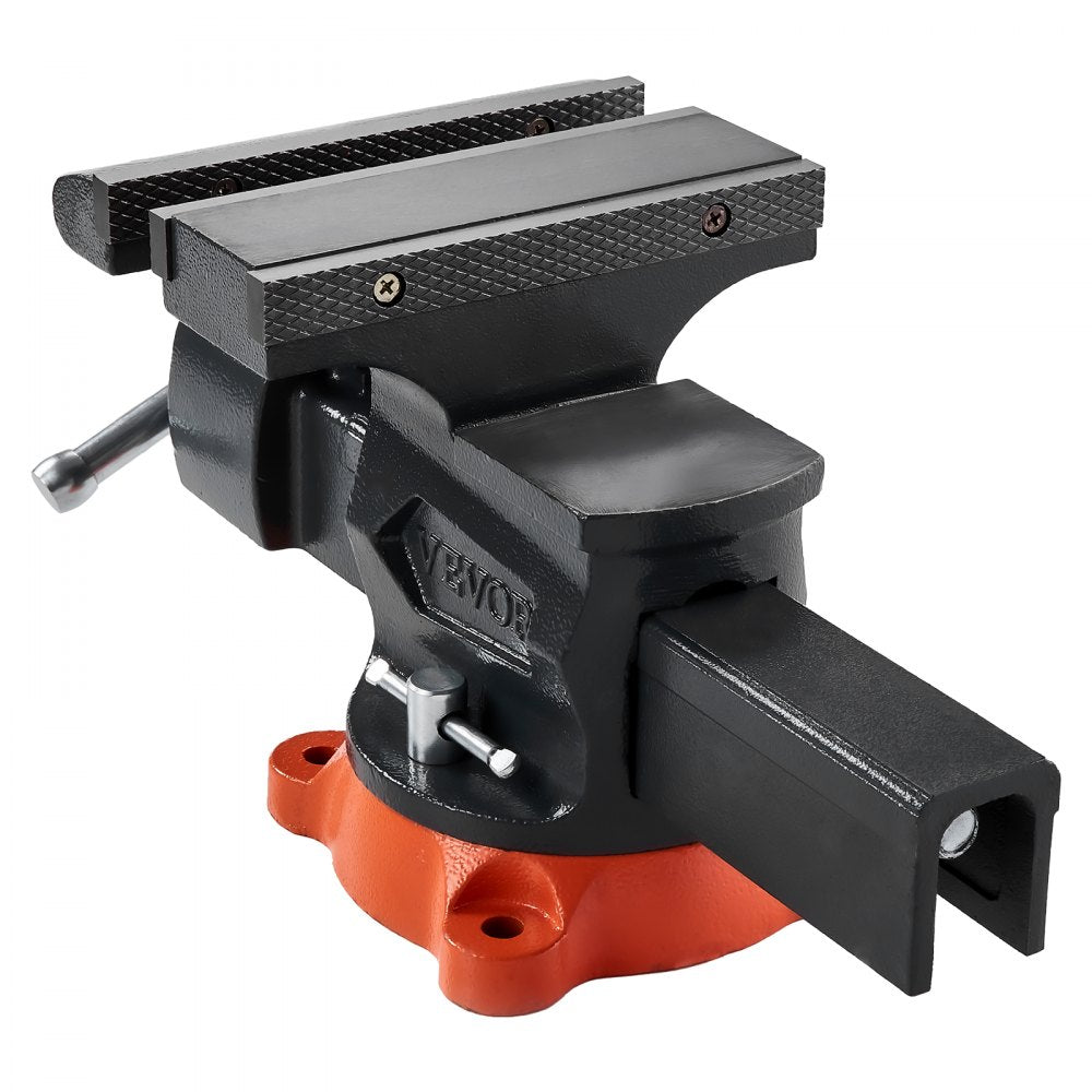 VEVOR Bench Vise, 8" Jaw Width, 8" Max Jaw Opening Multipurpose Vise with 360° Swivel Locking Base, 3.7" Throat Depth, Heavy Duty Ductile Iron Workbench Vise, Two-Way Jaws for Clamping Round Pipes