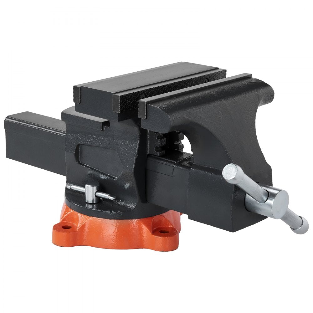 VEVOR Bench Vise, 8" Jaw Width, 8" Max Jaw Opening Multipurpose Vise with 360° Swivel Locking Base, 3.7" Throat Depth, Heavy Duty Ductile Iron Workbench Vise, Two-Way Jaws for Clamping Round Pipes